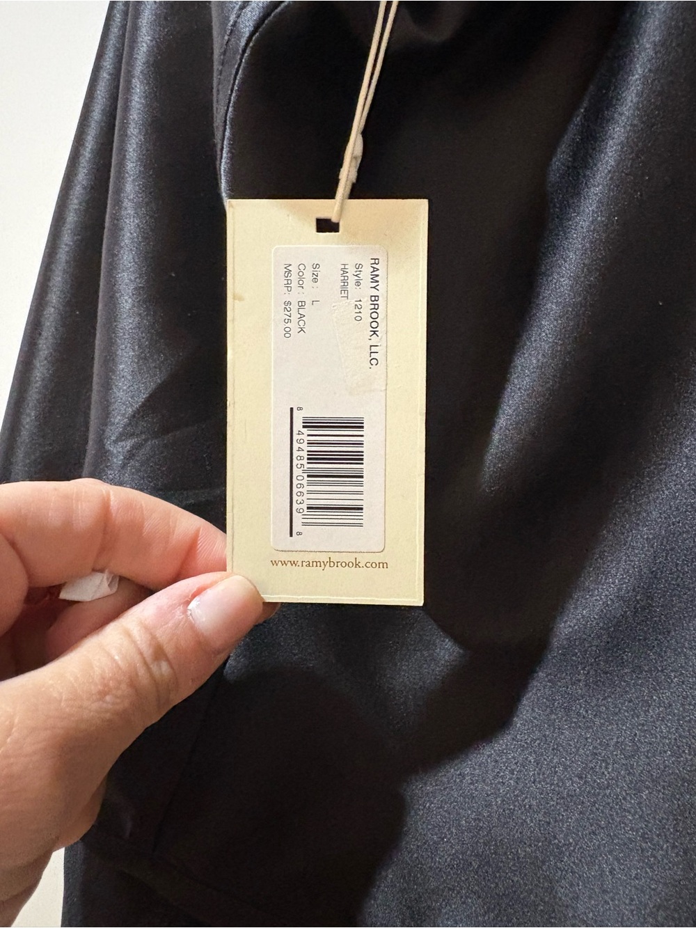Ramy Brook Black Satin Halter Cowl Neck Top - Picture 3 of 3
